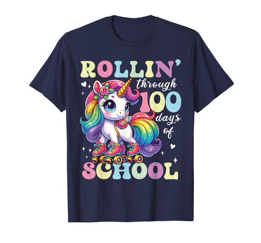Cute 100 Days of School Girls Unicorn 100th Day School kids T-Shirt