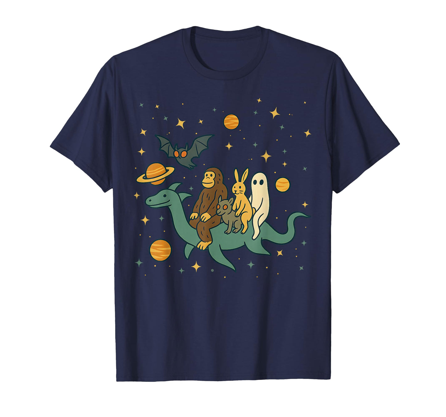 Bigfoot Jackalope Mothman Loch Ness Monster Chupacabra Space T-Shirt