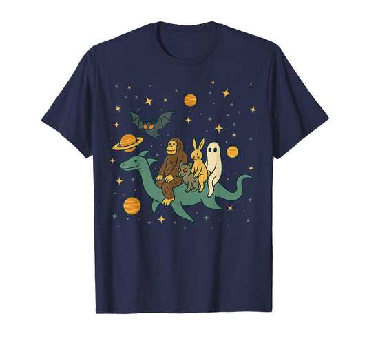 Bigfoot Jackalope Mothman Loch Ness Monster Chupacabra Space T-Shirt