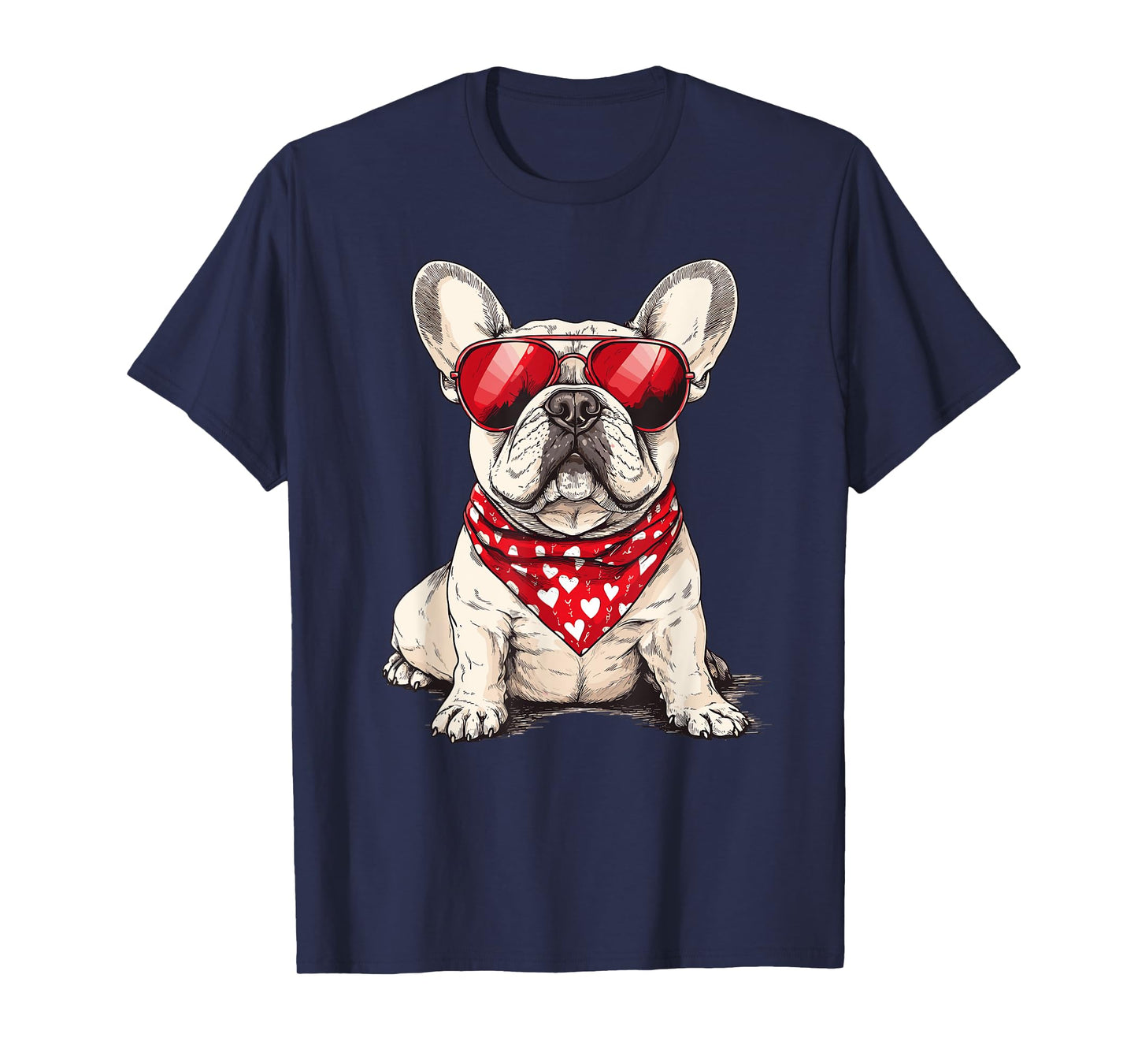 Frenchie Heart Bandana Cool French Bulldog Lover Valentines T-Shirt