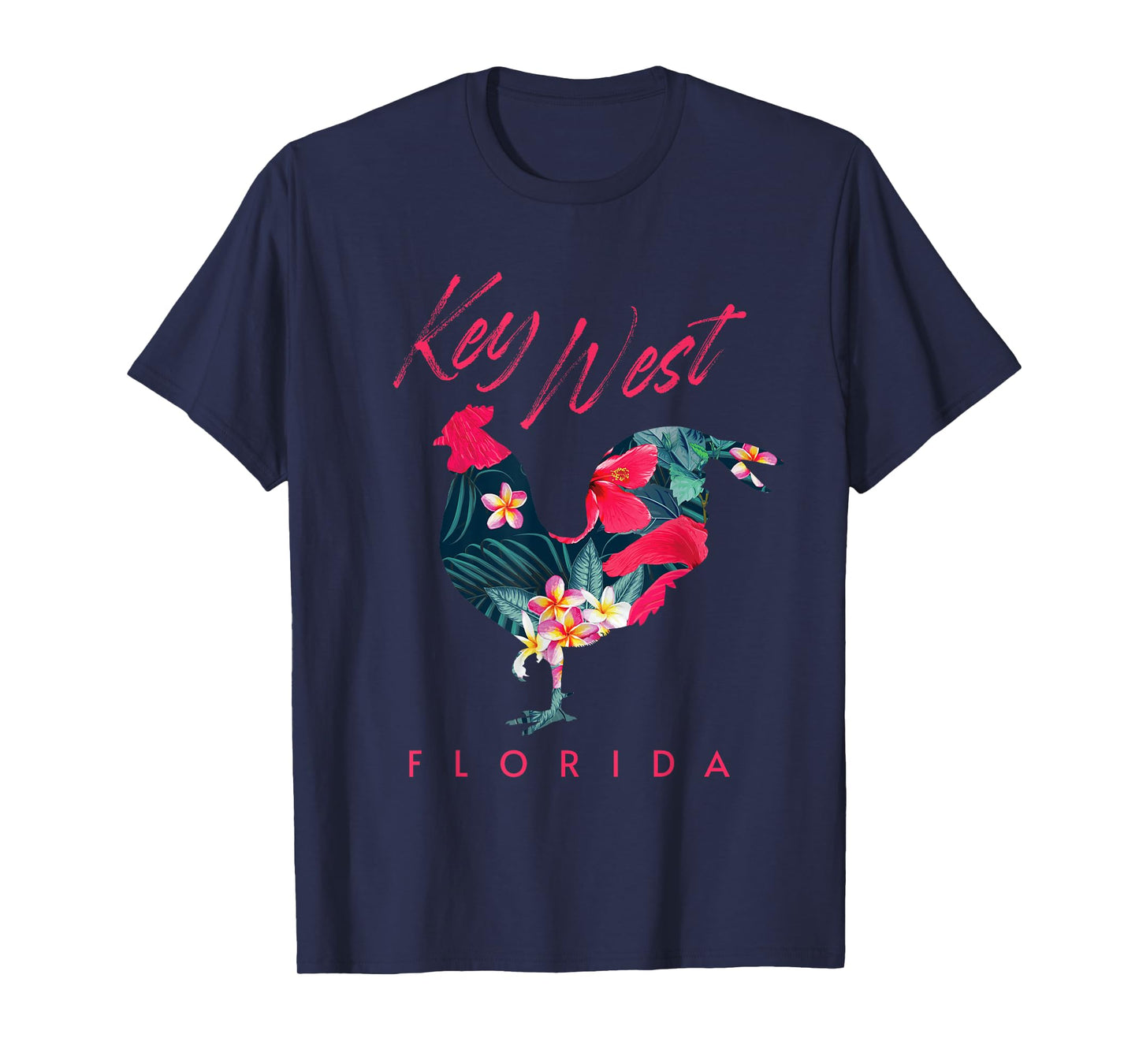 Key West Florida Chicken Lover Flower Hibiscus Souvenir T-Shirt