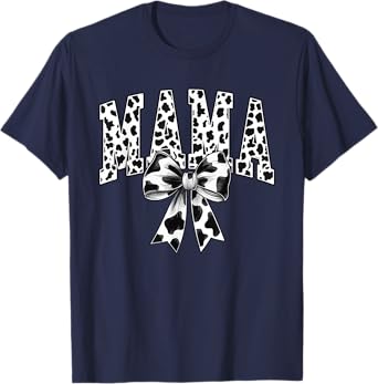 Mama Cow Print Coquette Bow Mother's Day Western Mom Women T-Shirt