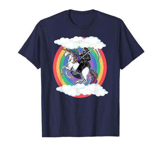 Skeleton Riding Unicorn Funny Unicorns Rainbow Lover Graphic T-Shirt