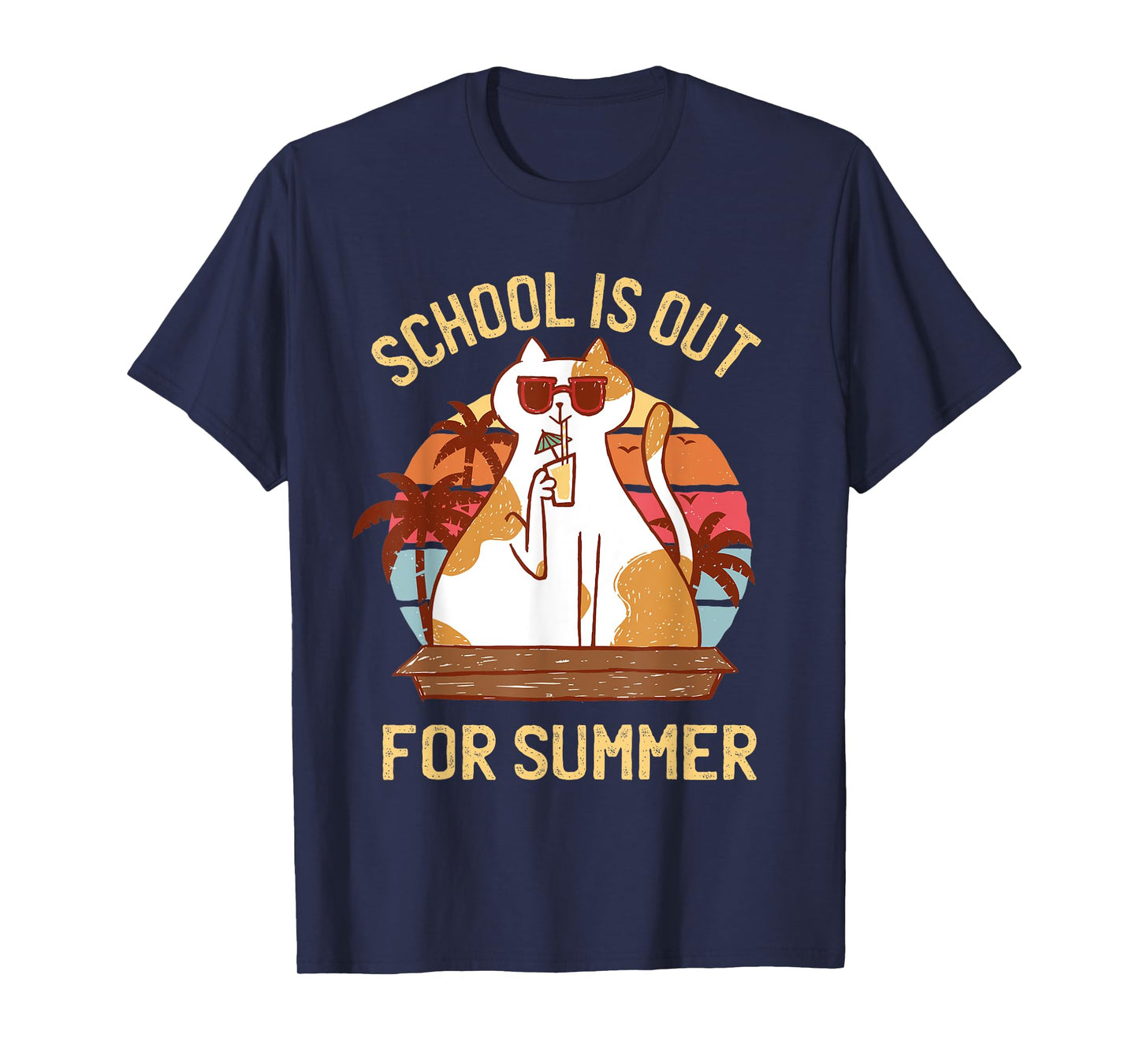 Last Day of School Shirt for Teachers - Retro Summer Cat T-Shirt