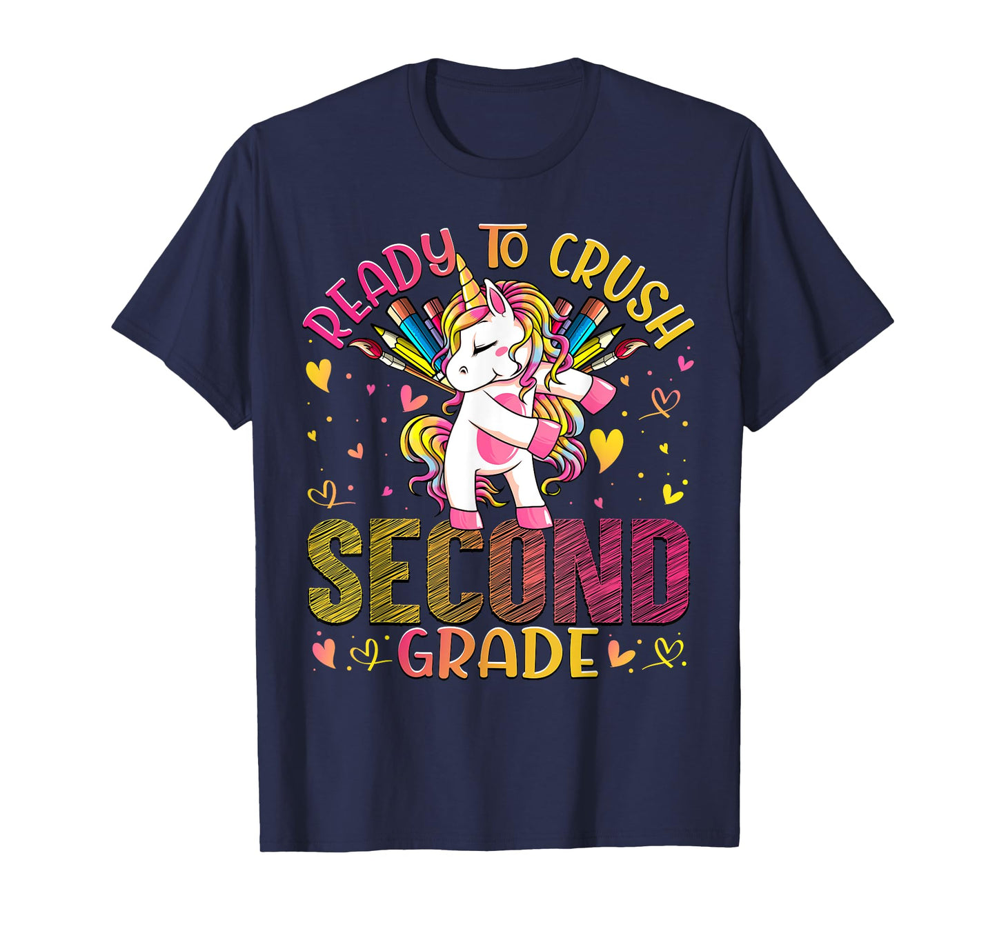 Ready to Crush Second 2nd Grade Back To School Unicorn Kids T-Shirt