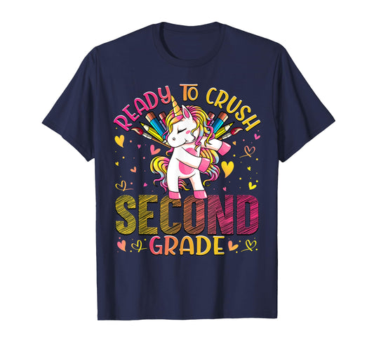 Ready to Crush Second 2nd Grade Back To School Unicorn Kids T-Shirt
