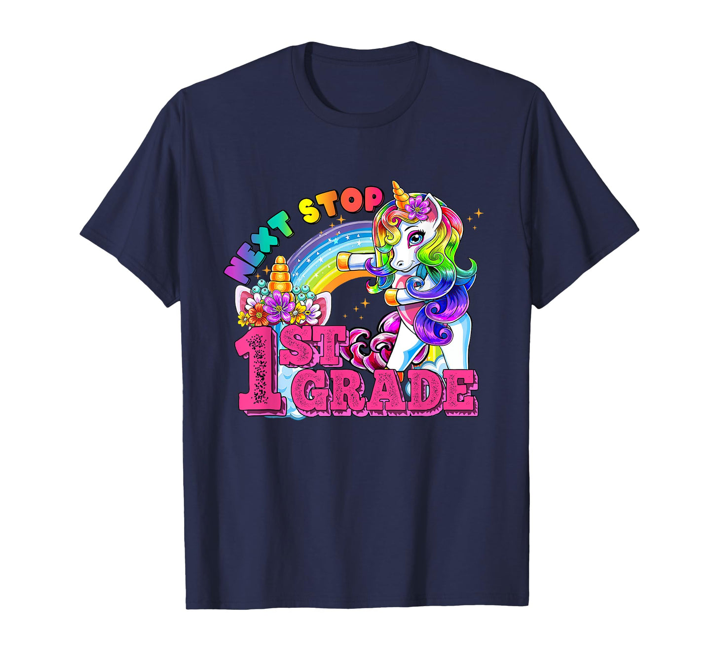 Next stop 1st grade First Grade Here I come Flossing Unicorn T-Shirt