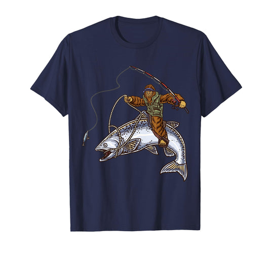 King Salmon Fishing Trout Hunting Bigfoot Fishermen T-Shirt