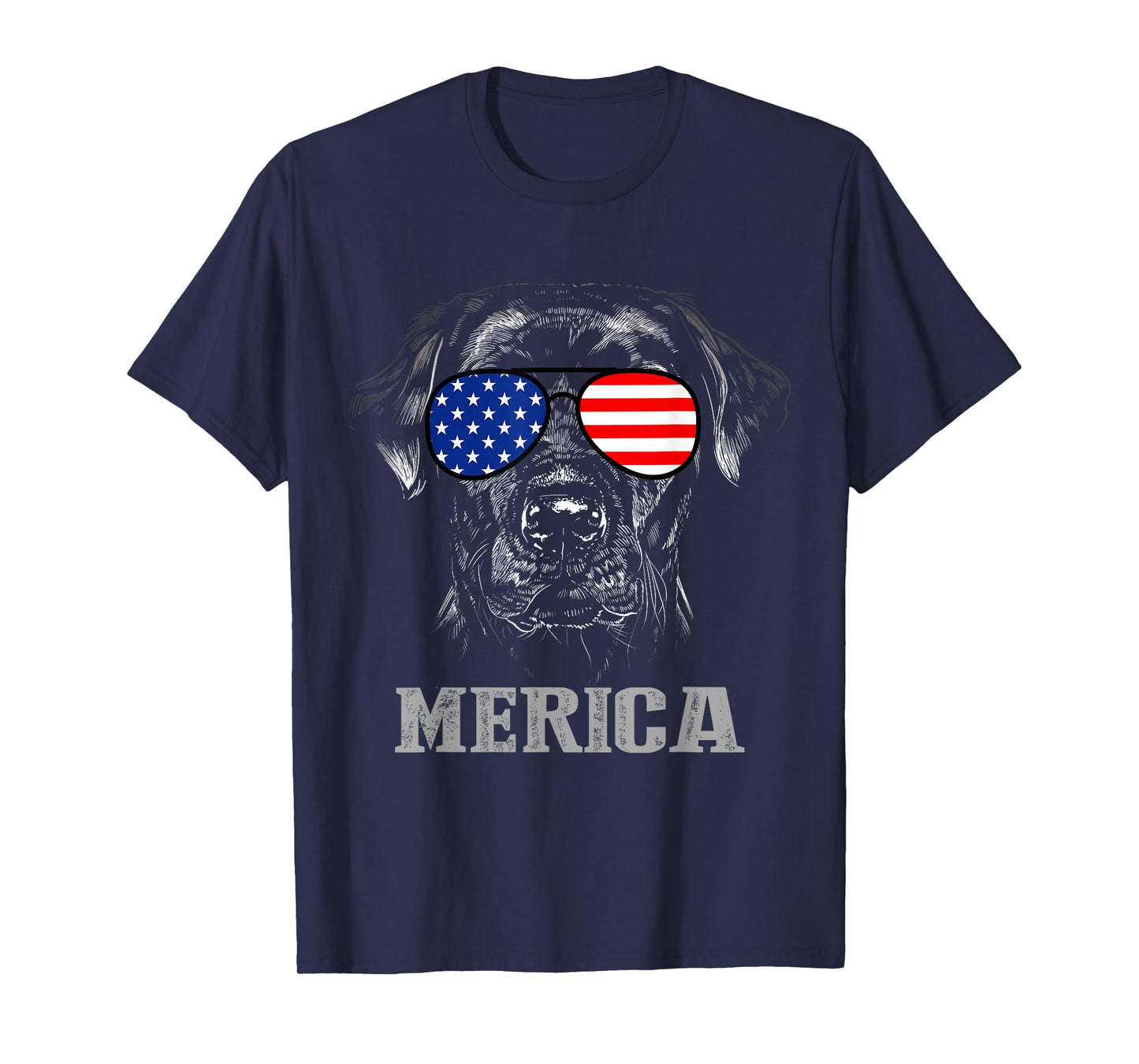 Labrador Retriever Patriotic Dog Merica 4th of July USA Flag T-Shirt