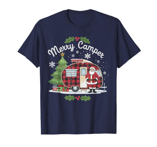Merry Camper Christmas Santa Camping Truck Family Matching T-Shirt