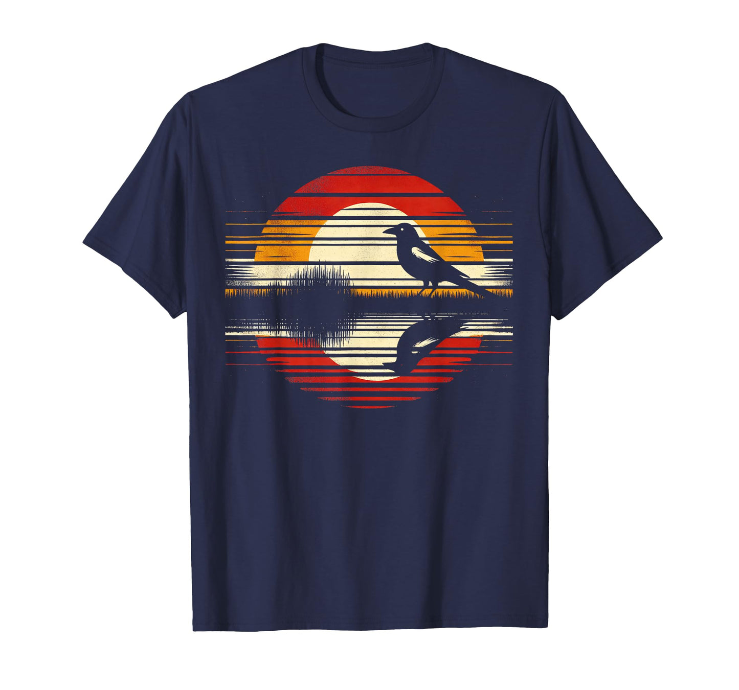 Magpie Bird Sunset Retro Style Safari Vintage 70s T-Shirt