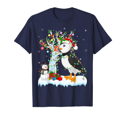 Puffin Bird Xmas Element Tree Lighting Puffin Christmas T-Shirt