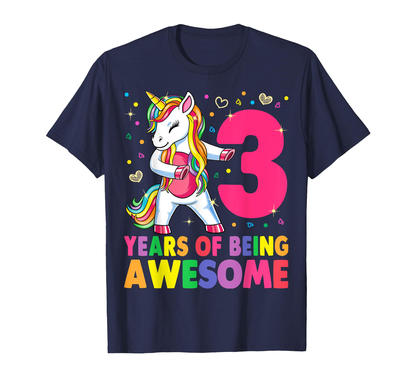 3 Years Old Unicorn Flossing 3rd Birthday Girl Unicorn Party T-Shirt