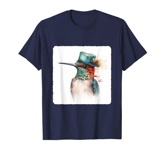 A Hummingbird Wearing A Hat. Hummingbird Donning A Hat, Bird T-Shirt