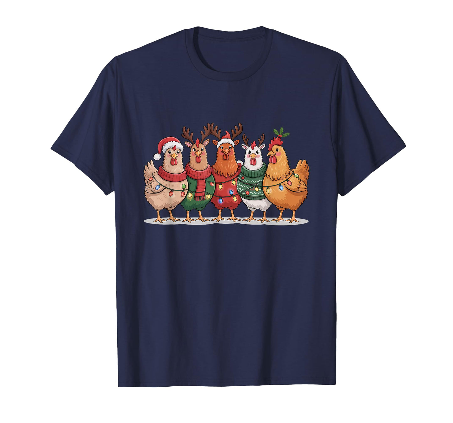 Christmas Lights Chicken Santa Funny Xmas Tree for Men Women T-Shirt