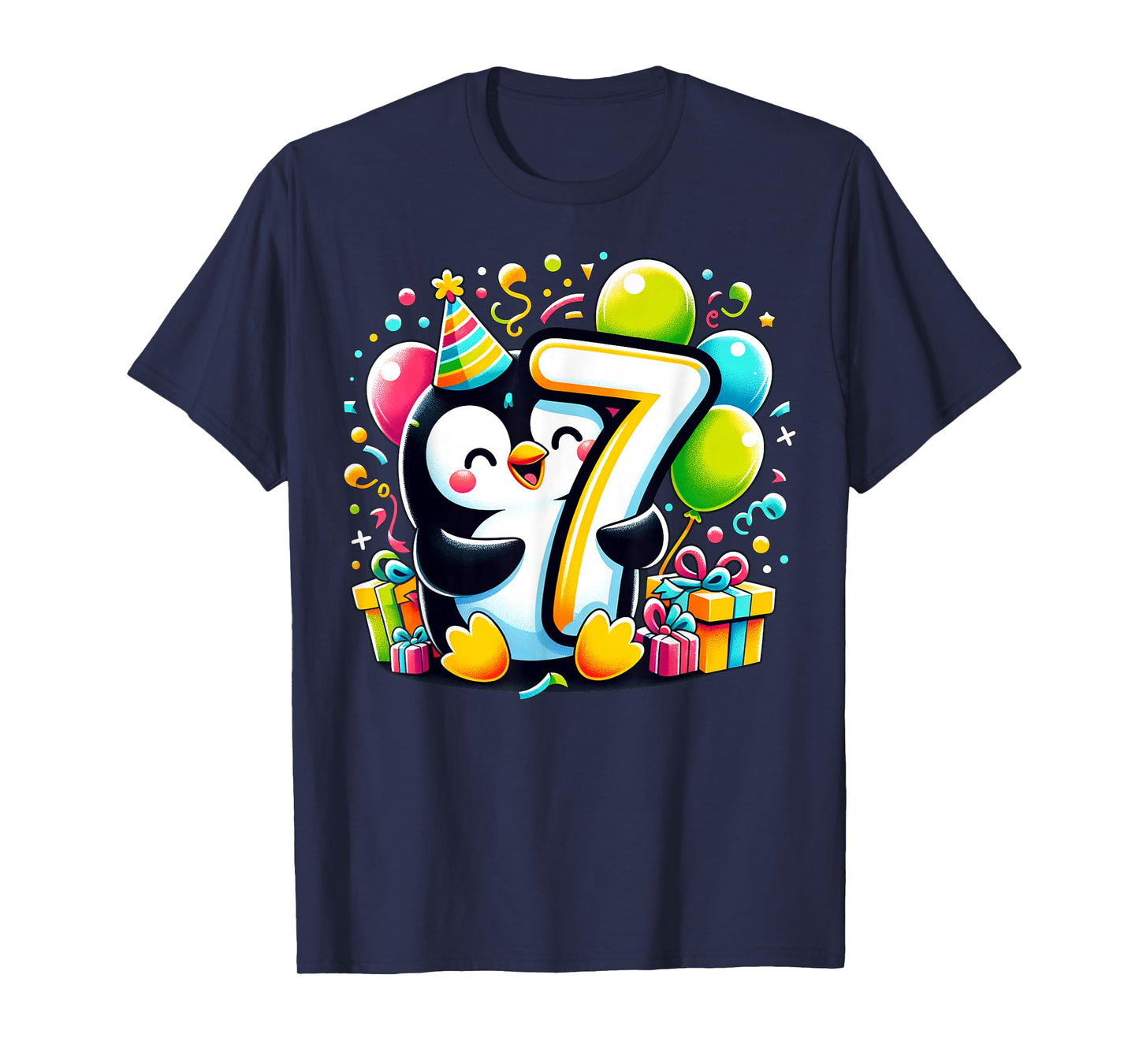 Penguin 7th birthday for boy girl 7 years old seven Penguin T-Shirt