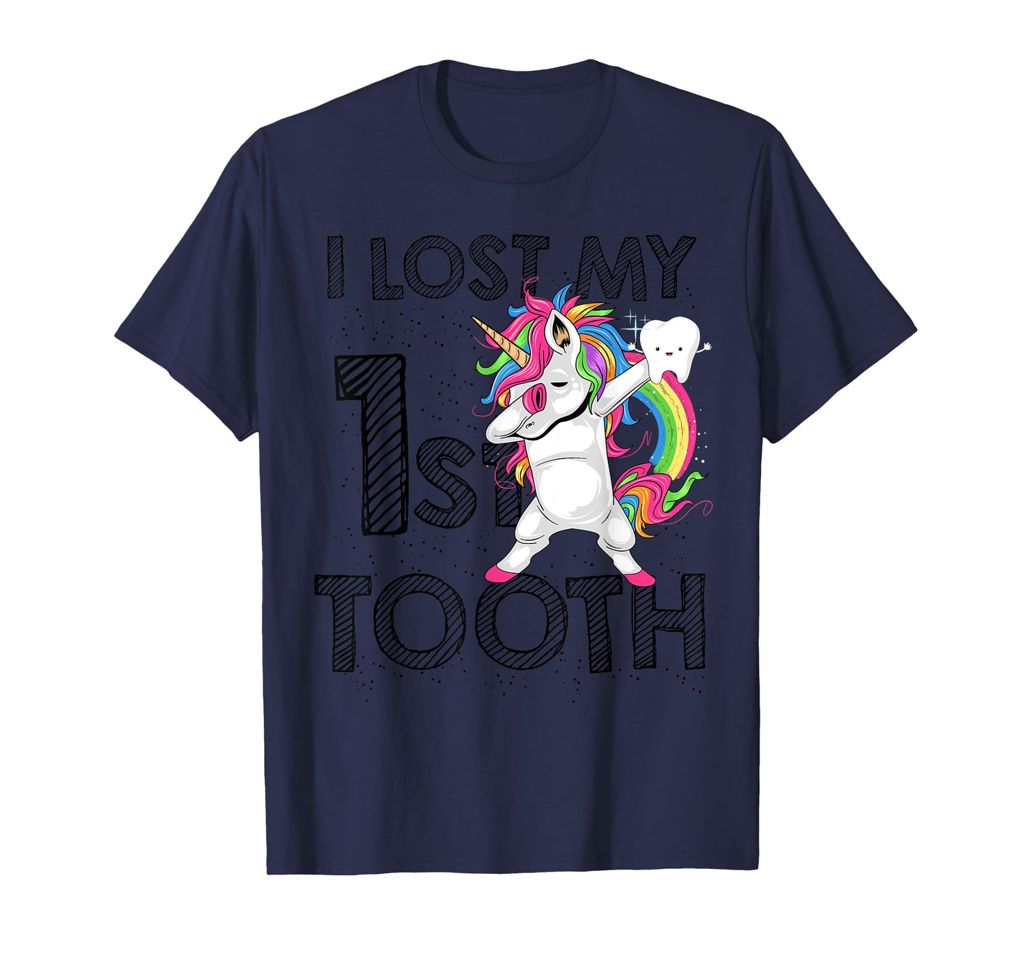 I Lost My First Tooth Baby Teeth Out Fairy Unicorn Dabbing T-Shirt