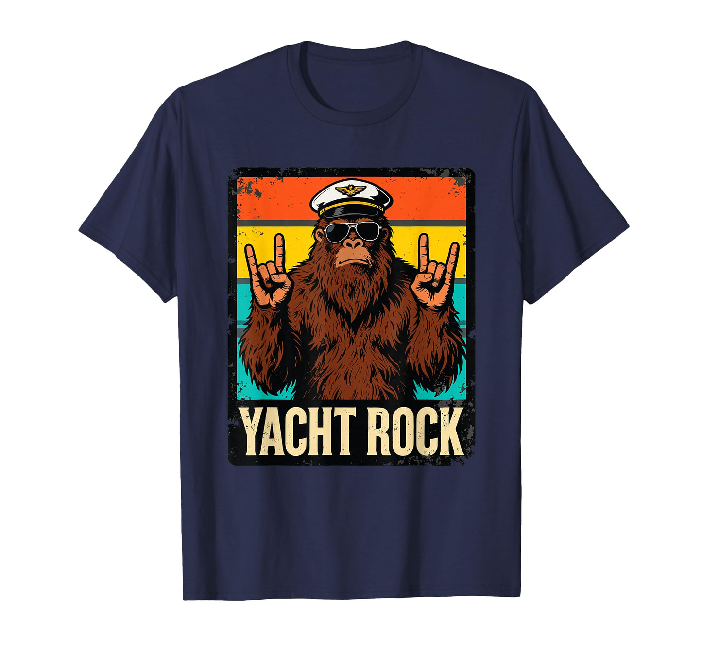 Funny Bigfoot Yacht Rock Boat Captain T-Shirt