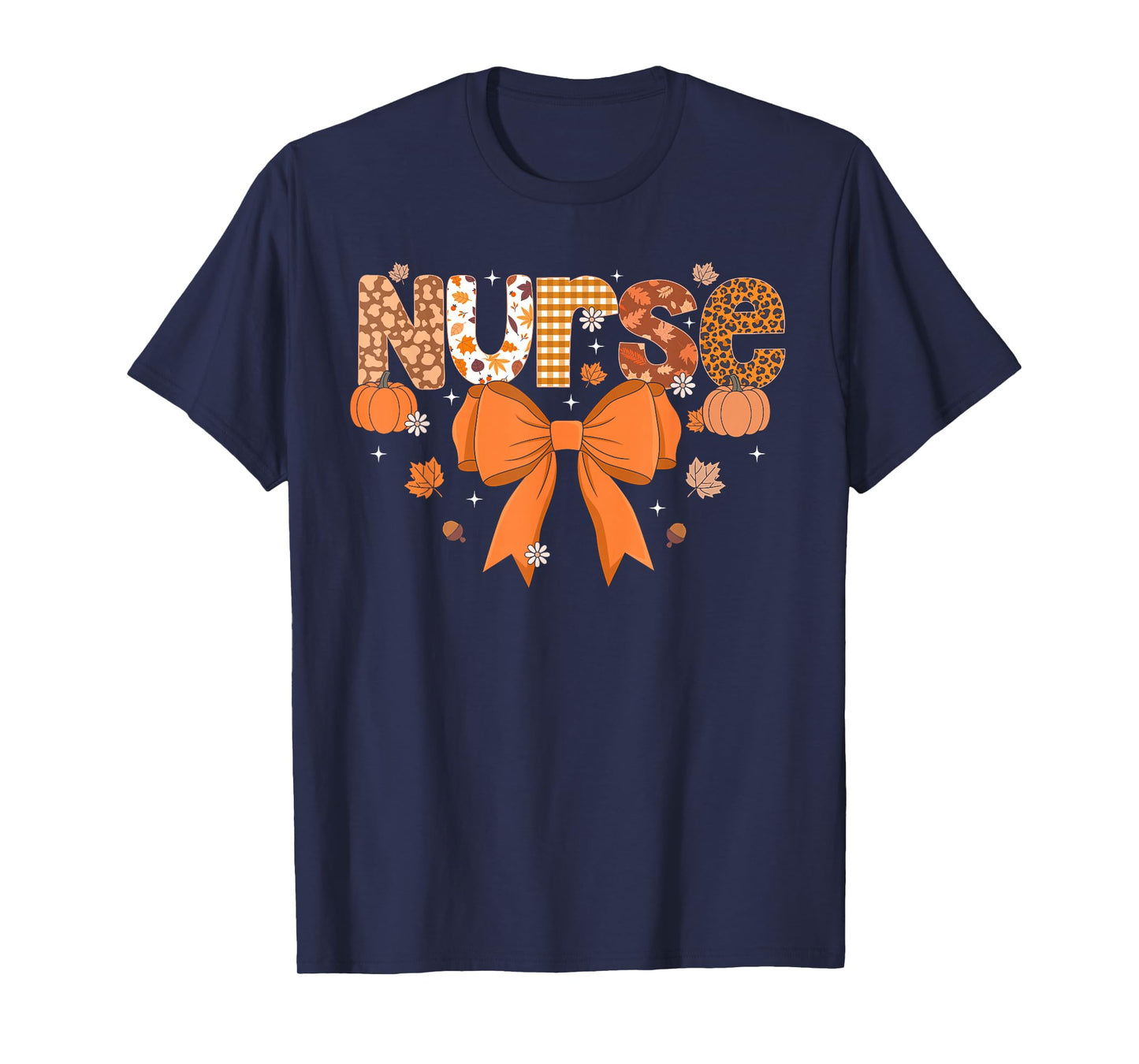 Thanksgiving Nurse Coquette Bow Nursing Fall Autumn Pumpkin T-Shirt