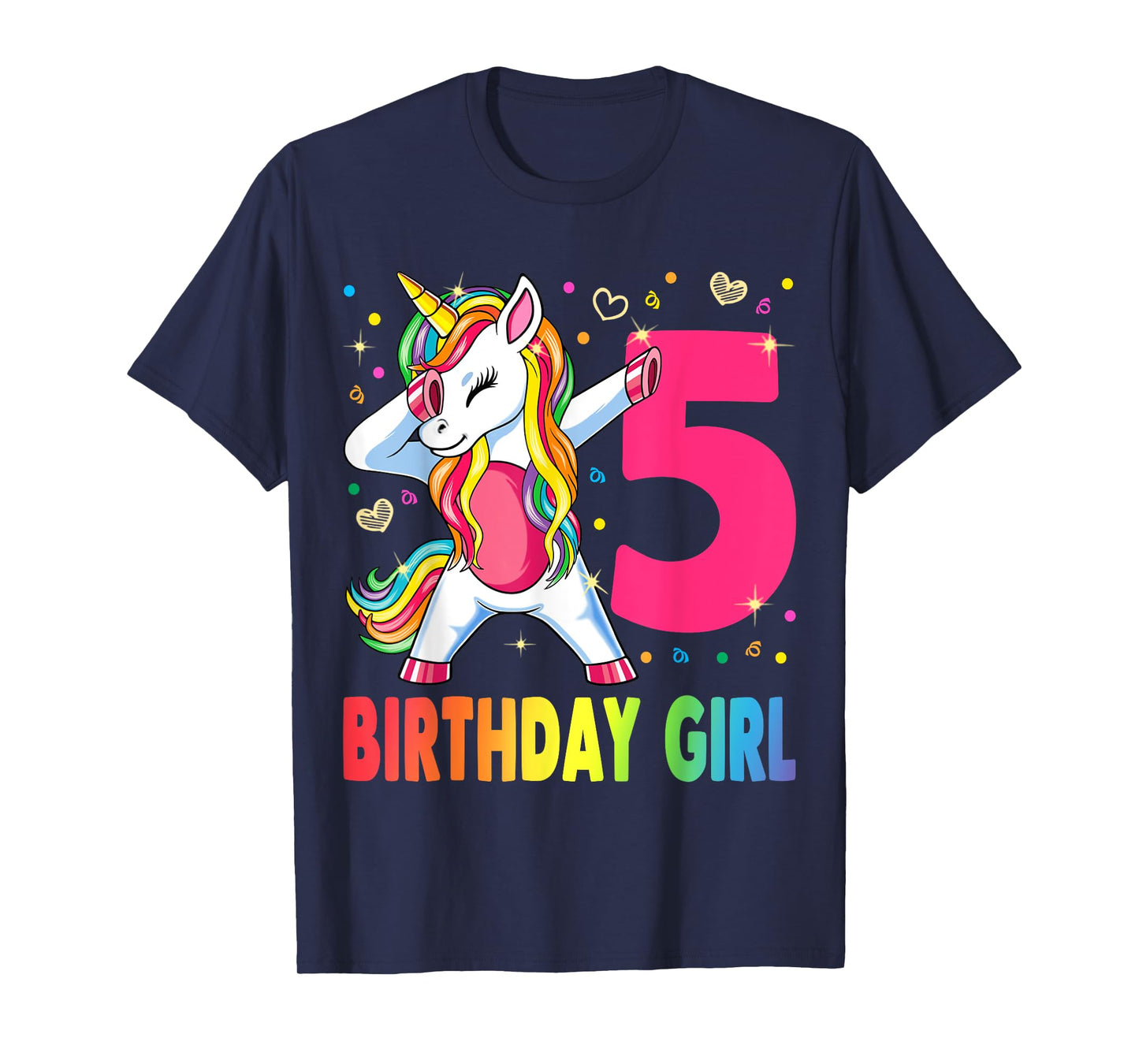 5 Years Old Unicorn Dabbing 5th Birthday Girl Unicorn Party T-Shirt