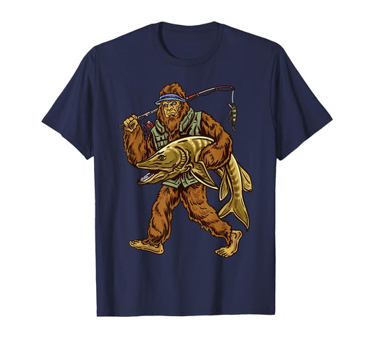 Muskie Fishing Bigfoot Musky Hunting Fishermen T-Shirt