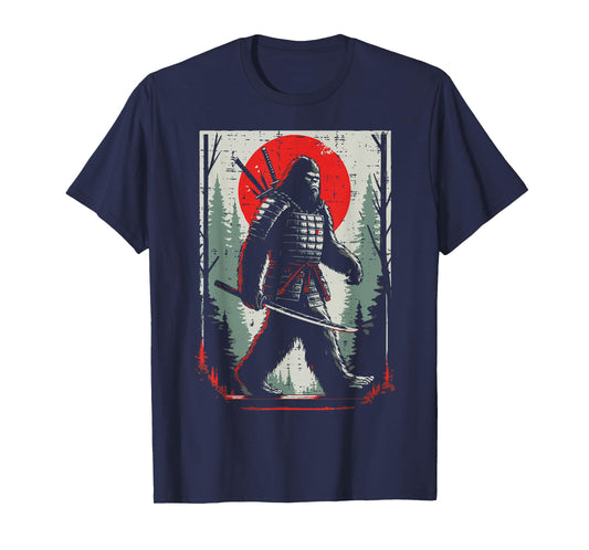 Japanese Bigfoot Samurai Katana Sasquatch Art Men Women Kids T-Shirt
