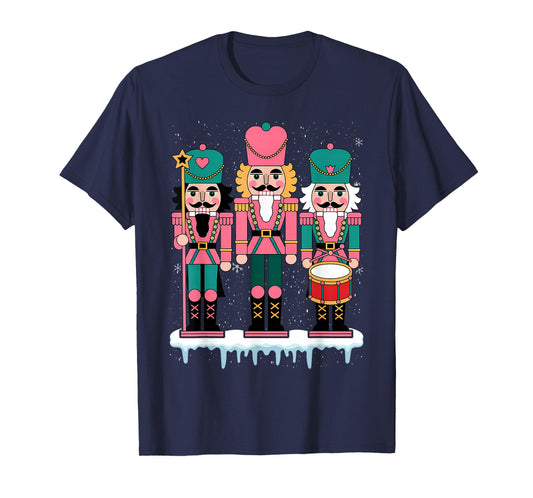 Pink Nutcracker Squad Xmas Pink Christmas Pajamas Women Kids T-Shirt