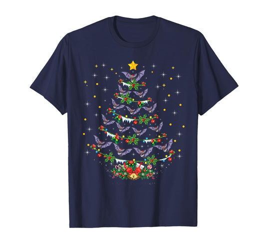 Funny Santa Bat Bird Xmas Gift Bat Christmas Tree T-Shirt