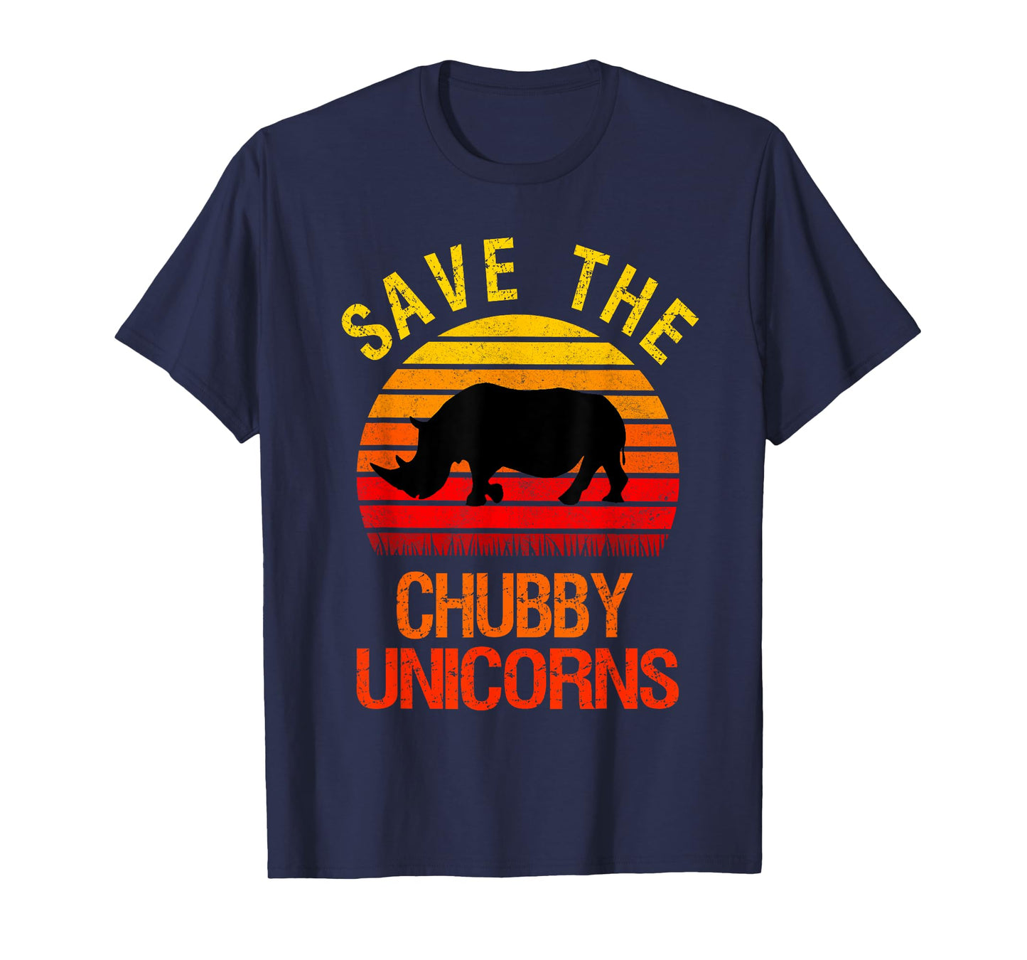 Save The Chubby Unicorns Retro Style Rhino T-Shirt