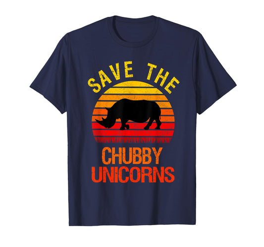 Save The Chubby Unicorns Retro Style Rhino T-Shirt