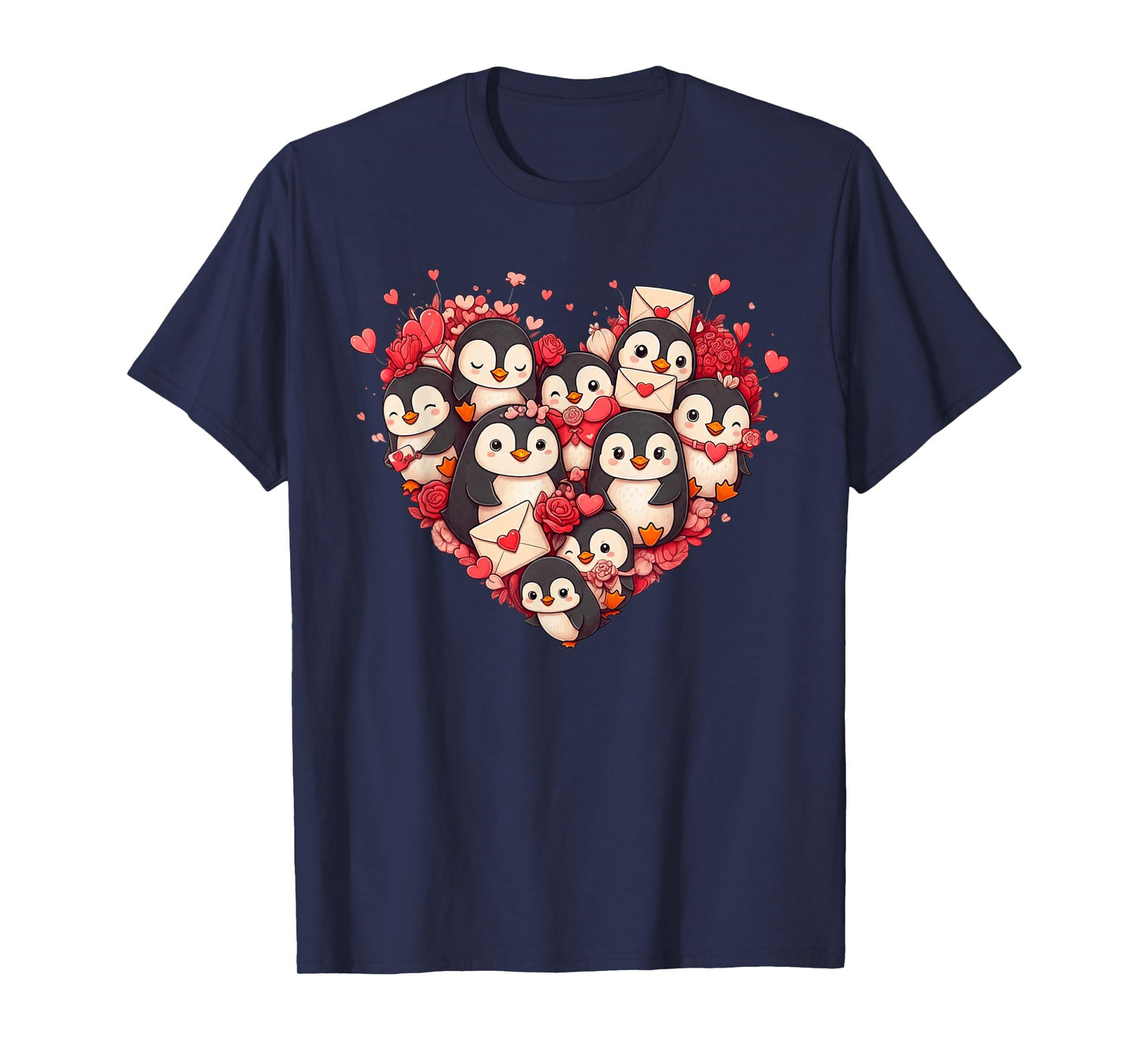 Funny Penguin Heart Valentine Penguin Womens Mens Kids T-Shirt