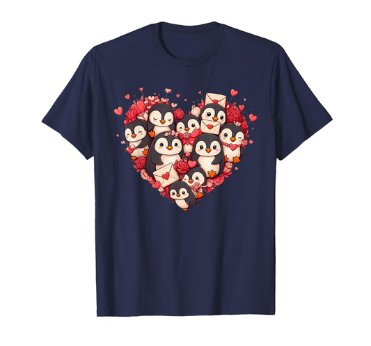 Funny Penguin Heart Valentine Penguin Womens Mens Kids T-Shirt