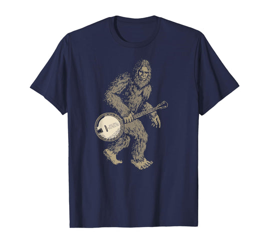 Grassquatch! Vintage Bigfoot & Bluegrass Banjo Music T-Shirt