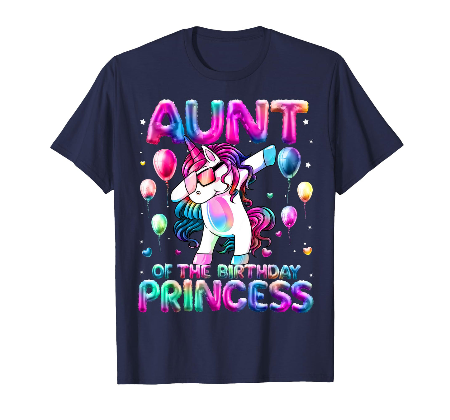 Auntie of the Birthday Princess Girl Flossing Unicorn Aunt T-Shirt