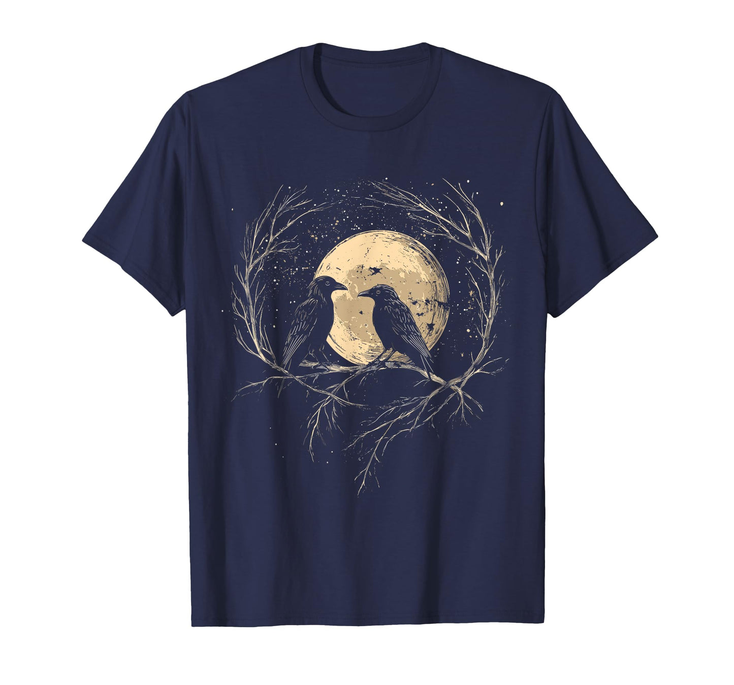 Retro Celestial Crows, Bird And Moon Aesthetic T-Shirt