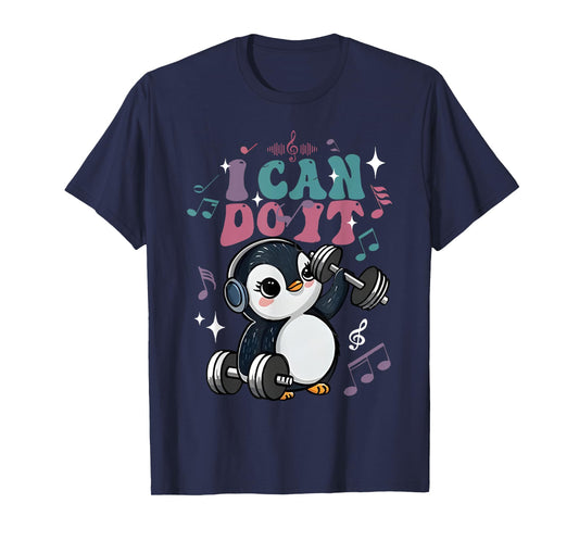 i can do it funny penguin deadlift weight lifting workout T-Shirt