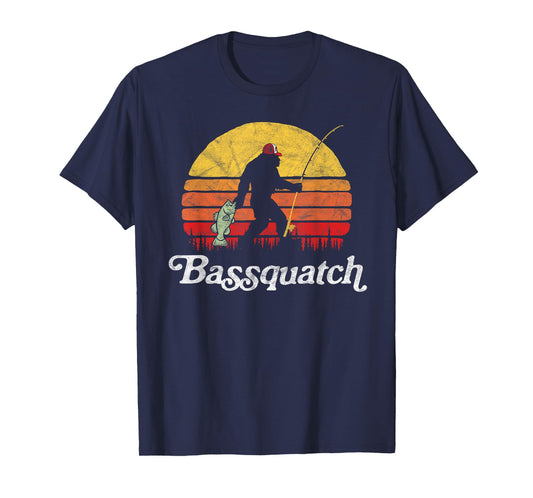 Bassquatch! Funny Bigfoot Fishing Outdoor Retro T-Shirt T-Shirt