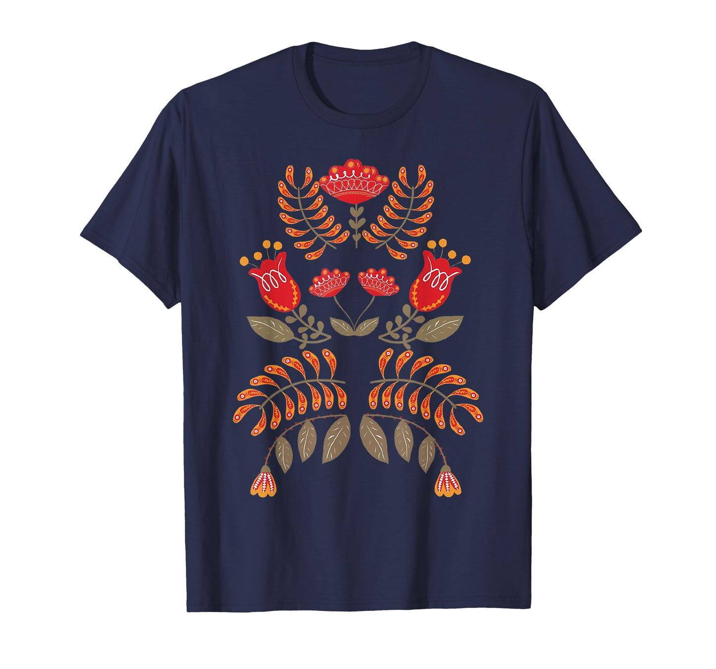 Vintage Flower Scandinavian Folk Art Botanical Mystical T-Shirt