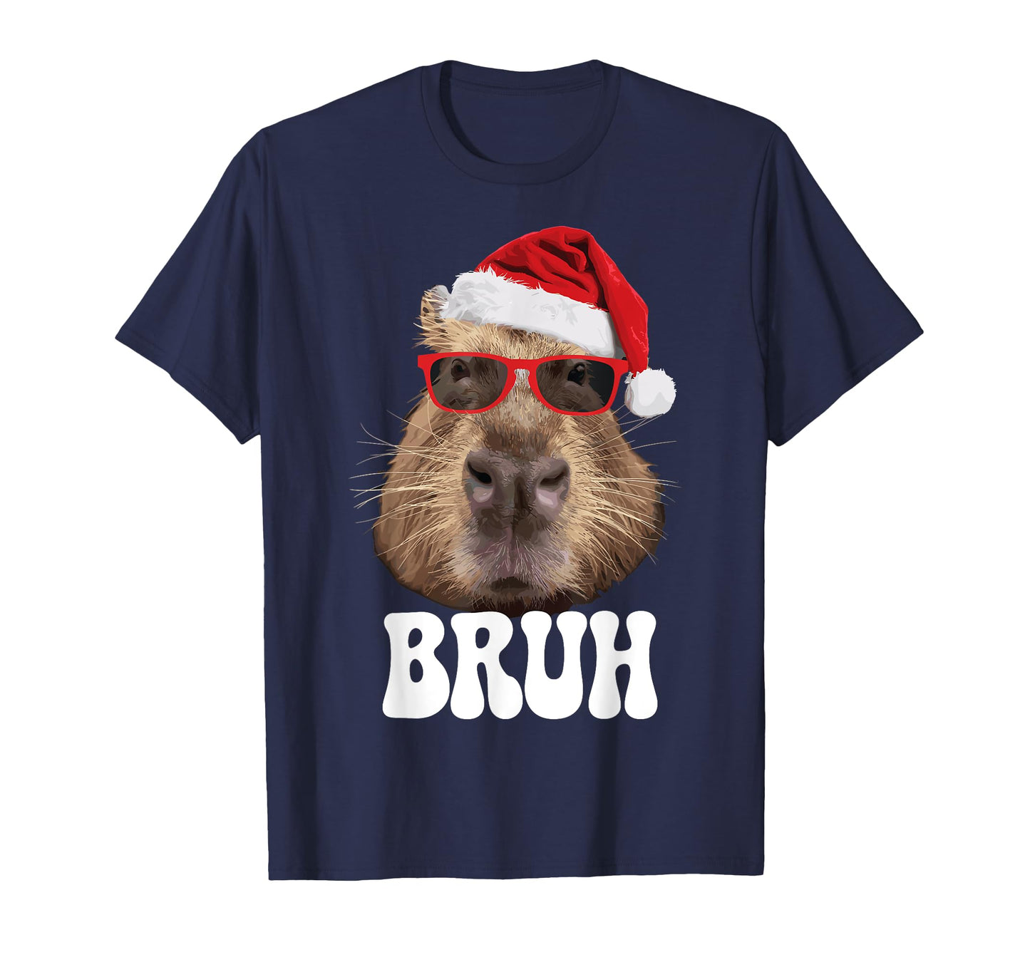 Bruh Capybara Funny Santa Hat Christmas Season Capybara T-Shirt