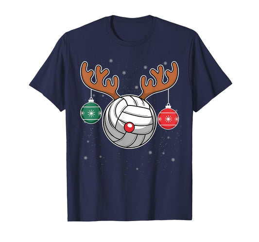 Cute Reindeer Volleyball Women Men Christmas Xmas Reindeer Volleyball Christmas Volleyball Lover Pajama Xmas T-Shirt