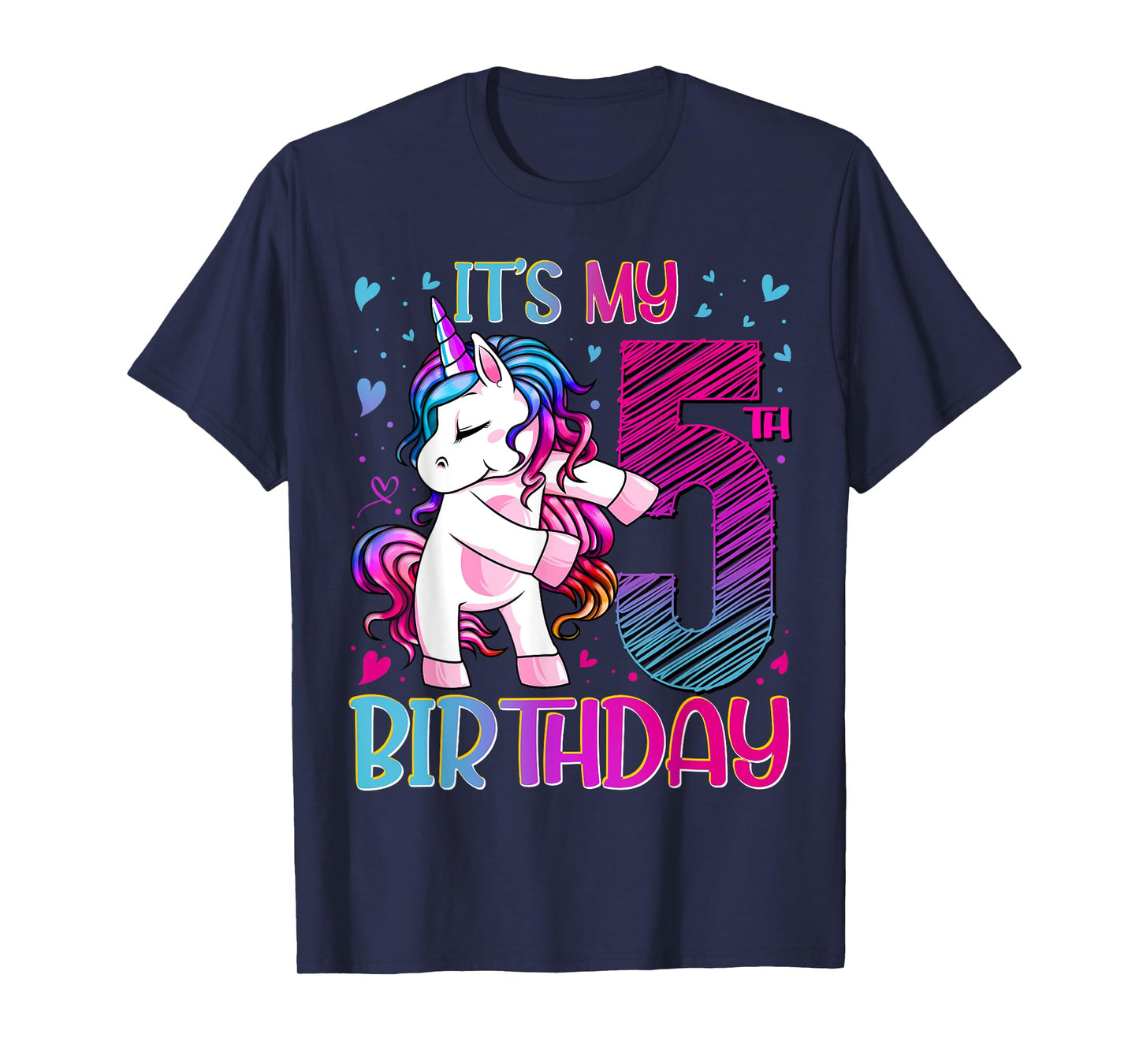 5 Year Old Gifts Unicorn Flossing 5th Birthday Girl Party T-Shirt