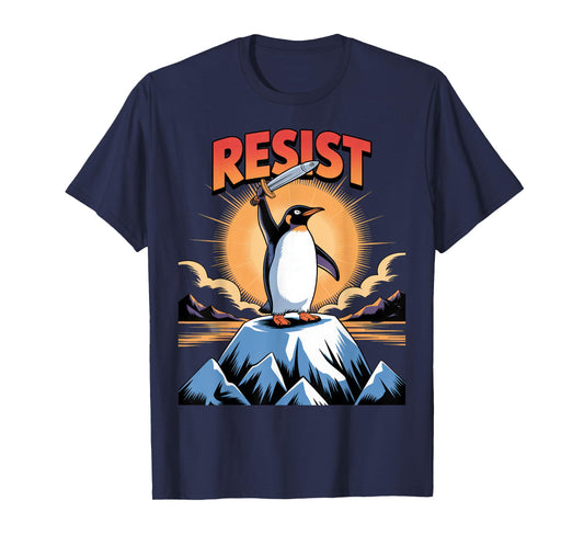 Penguins Protest Against Tariffs Funny Penguin Tariff T-Shirt