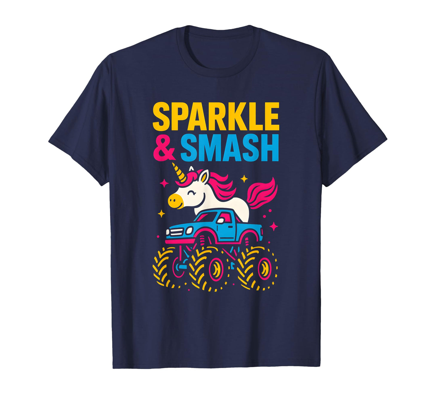 Cute Unicorn Monster Truck Sparkle & Smash Girls Cute T-Shirt