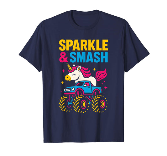 Cute Unicorn Monster Truck Sparkle & Smash Girls Cute T-Shirt