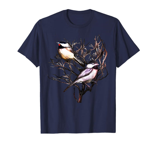 Cute Black Capped Chickadees in Branches T-Shirt