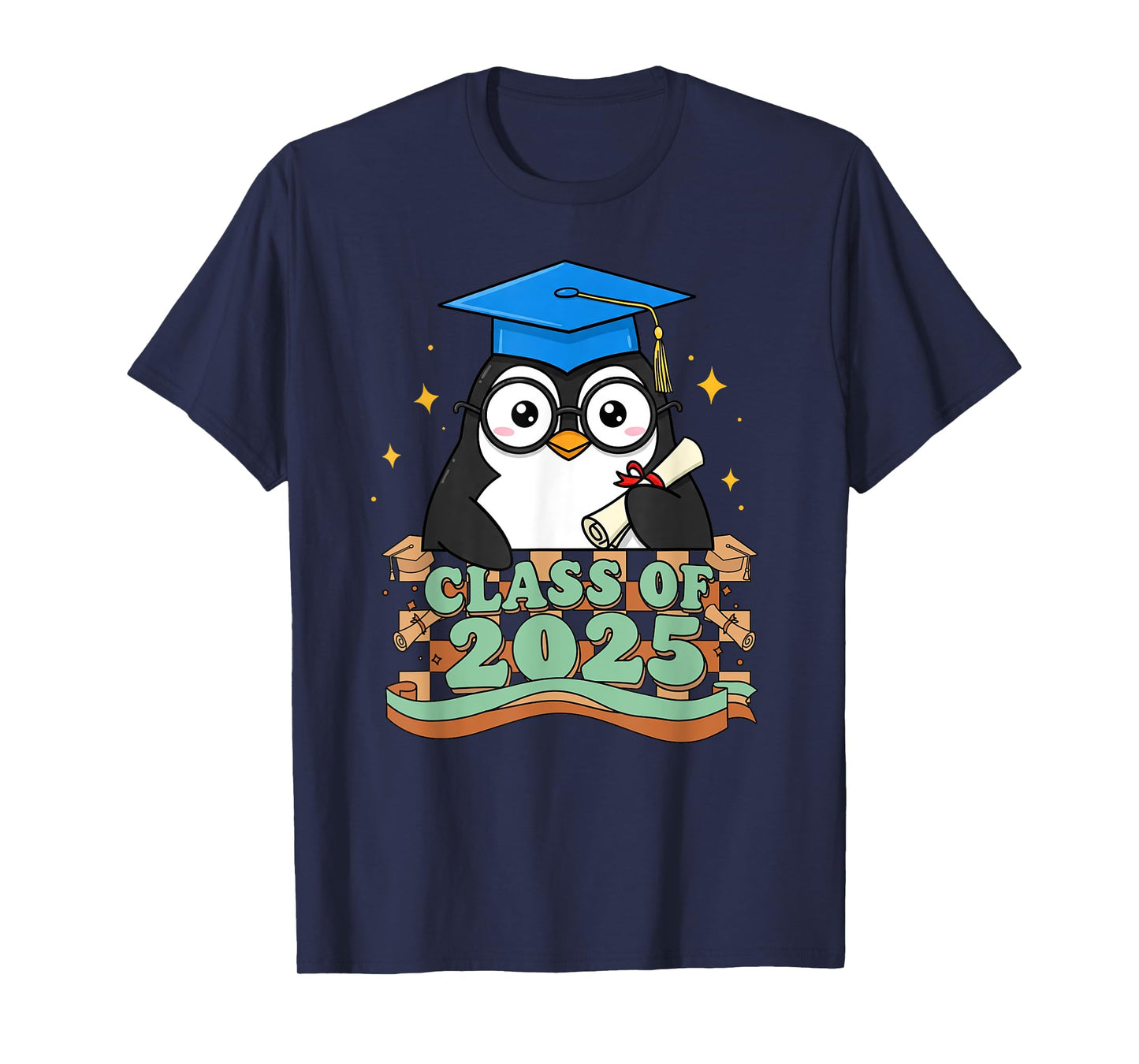Graduate Penguin Class Of 2025 Kids Mens Womens Graduation T-Shirt