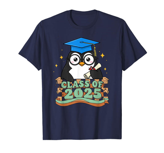 Graduate Penguin Class Of 2025 Kids Mens Womens Graduation T-Shirt