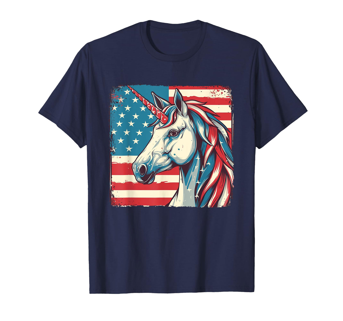 Unicorn American Patriot TShirt Fourth of July Women Men T-Shirt