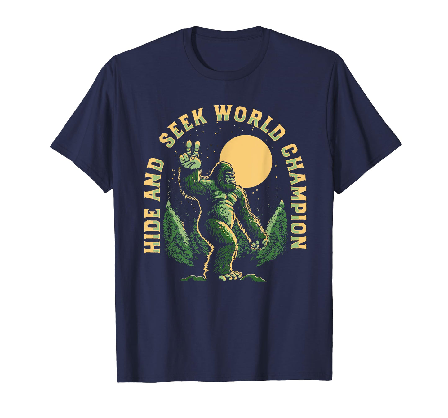 Vintage Hide And Seek World Champion Funny Retro Bigfoot T-Shirt