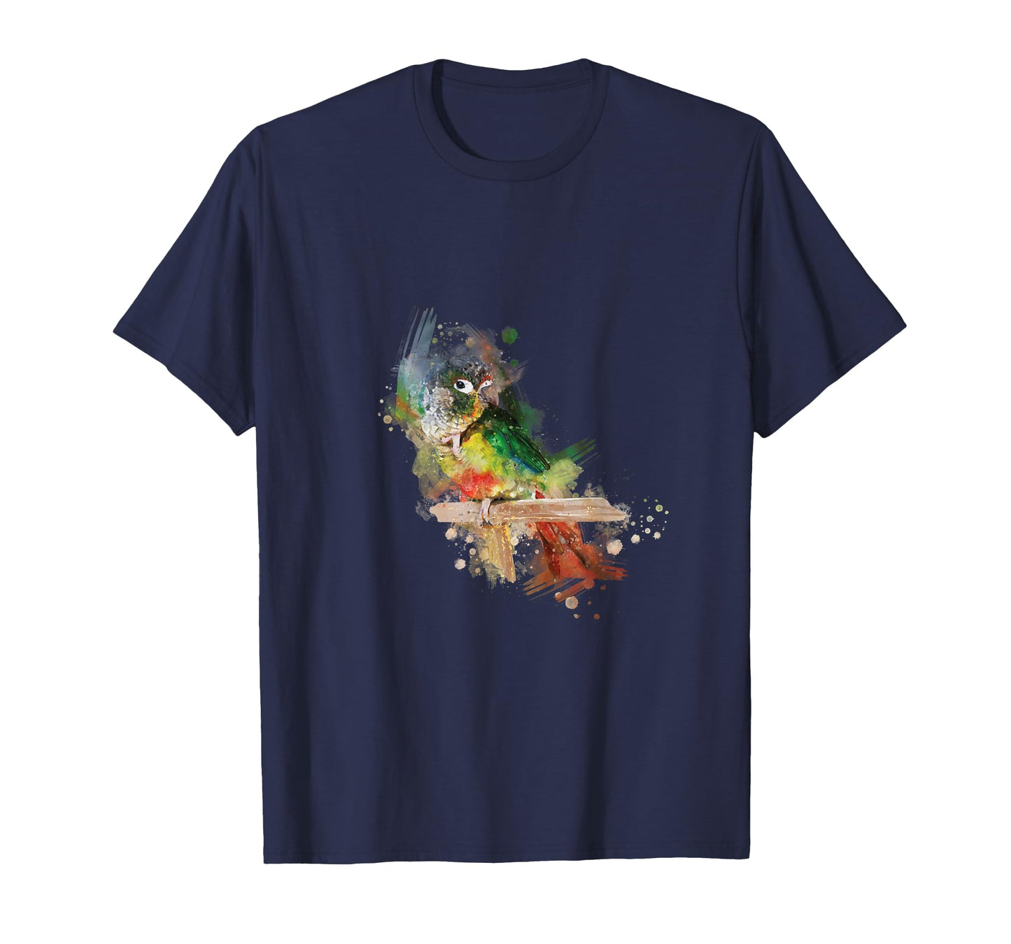 Watercolor Yellow Sided Green Cheek Conure Parrot T-Shirt